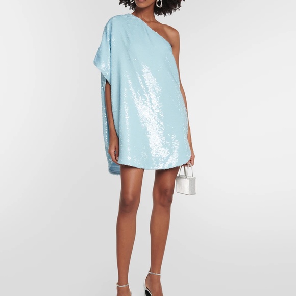 FRANKIES SHOP GLORIA SEQUINS ONE SHOULDER DRESS - SKY - Picture 1 of 7